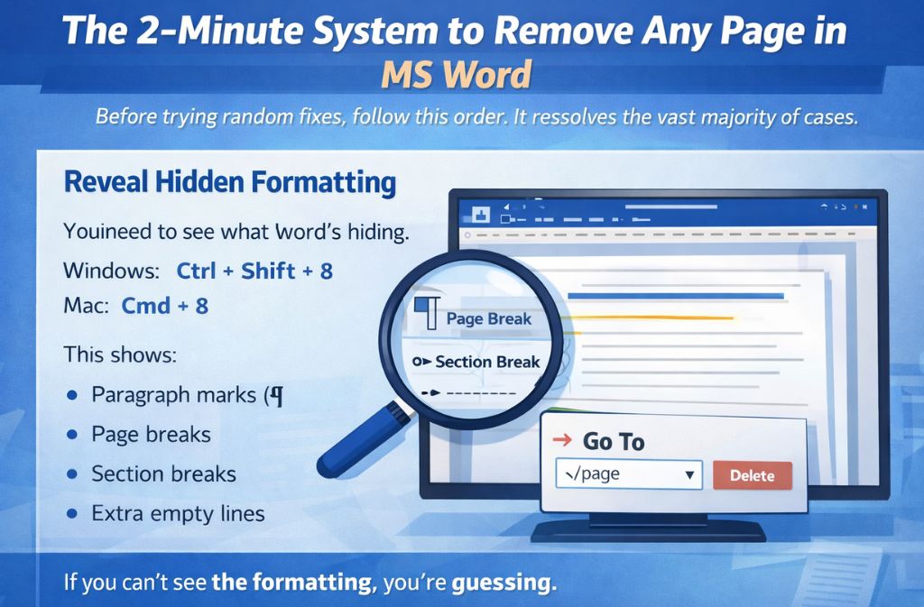 remove any page in ms word